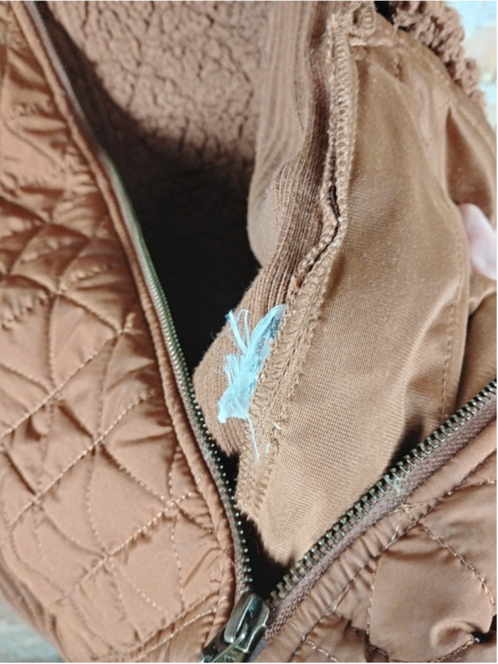 Prana Diva Dark Brown Terracotta Quilted Ribbed Sherpa Lined Zip Vest Large - Picture 4 of 5